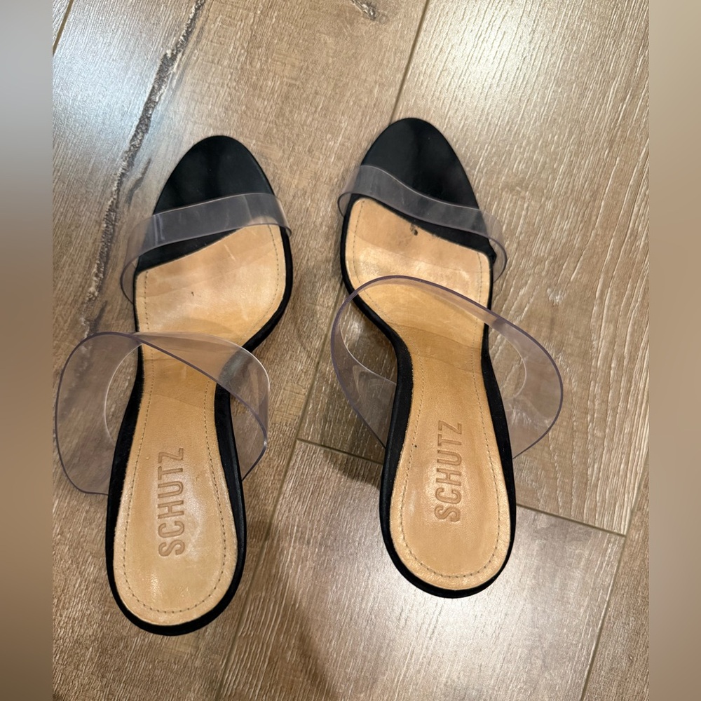 Schutz Ariella Heel in Black & Transparent